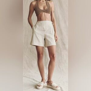 Free People free-est Pucker Check Wrap Shorts Oatmeal 100% Cotton Size L